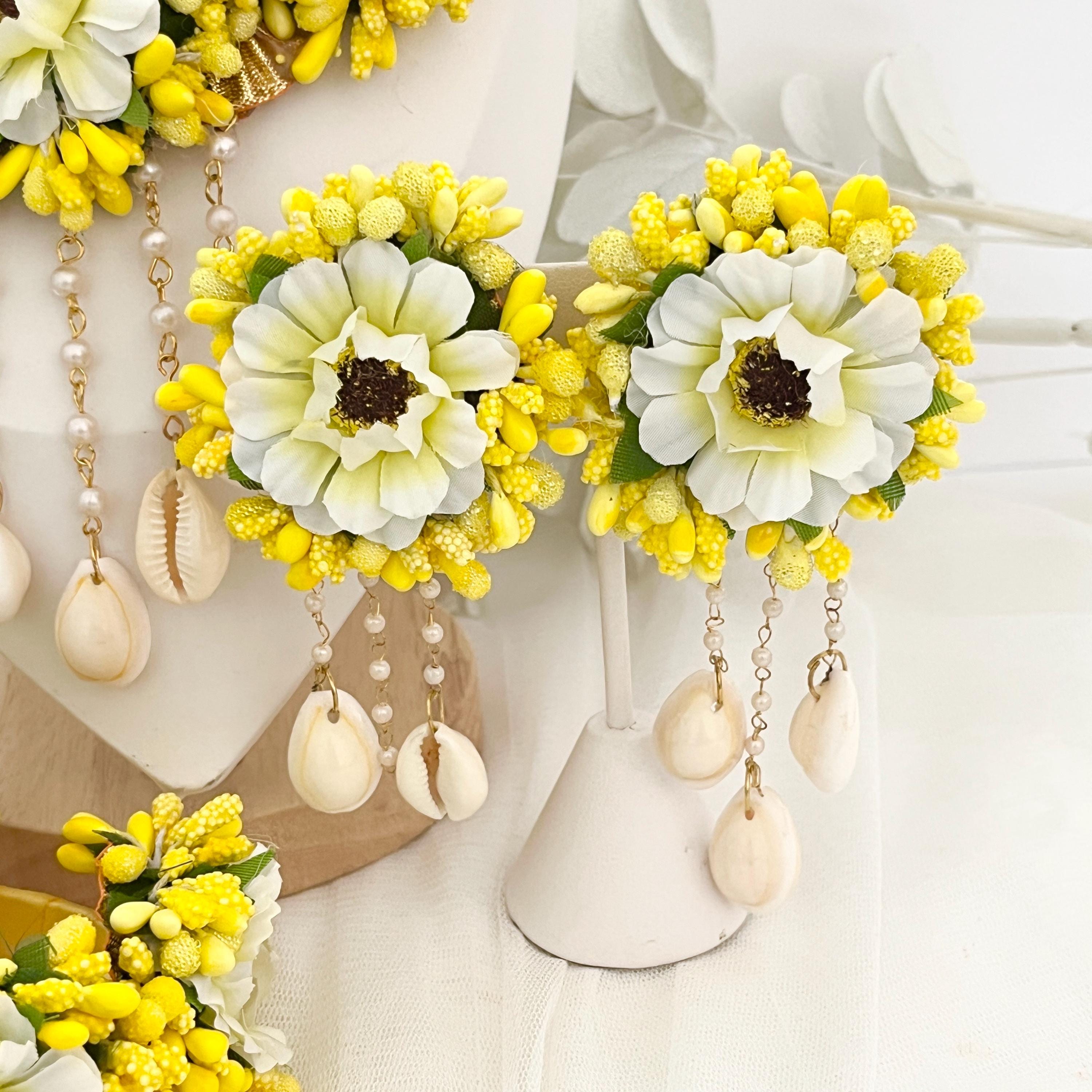 Handcrafted Floral Jewelry Set: Indian Wedding Haldi Mehndi Necklace