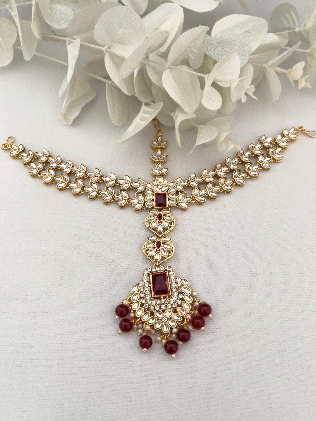 Mattha Patti/ Head Piece/ Sheeshphool/ Indian Fore Head Jewelry/ Jhoomer/ Maang Tikka