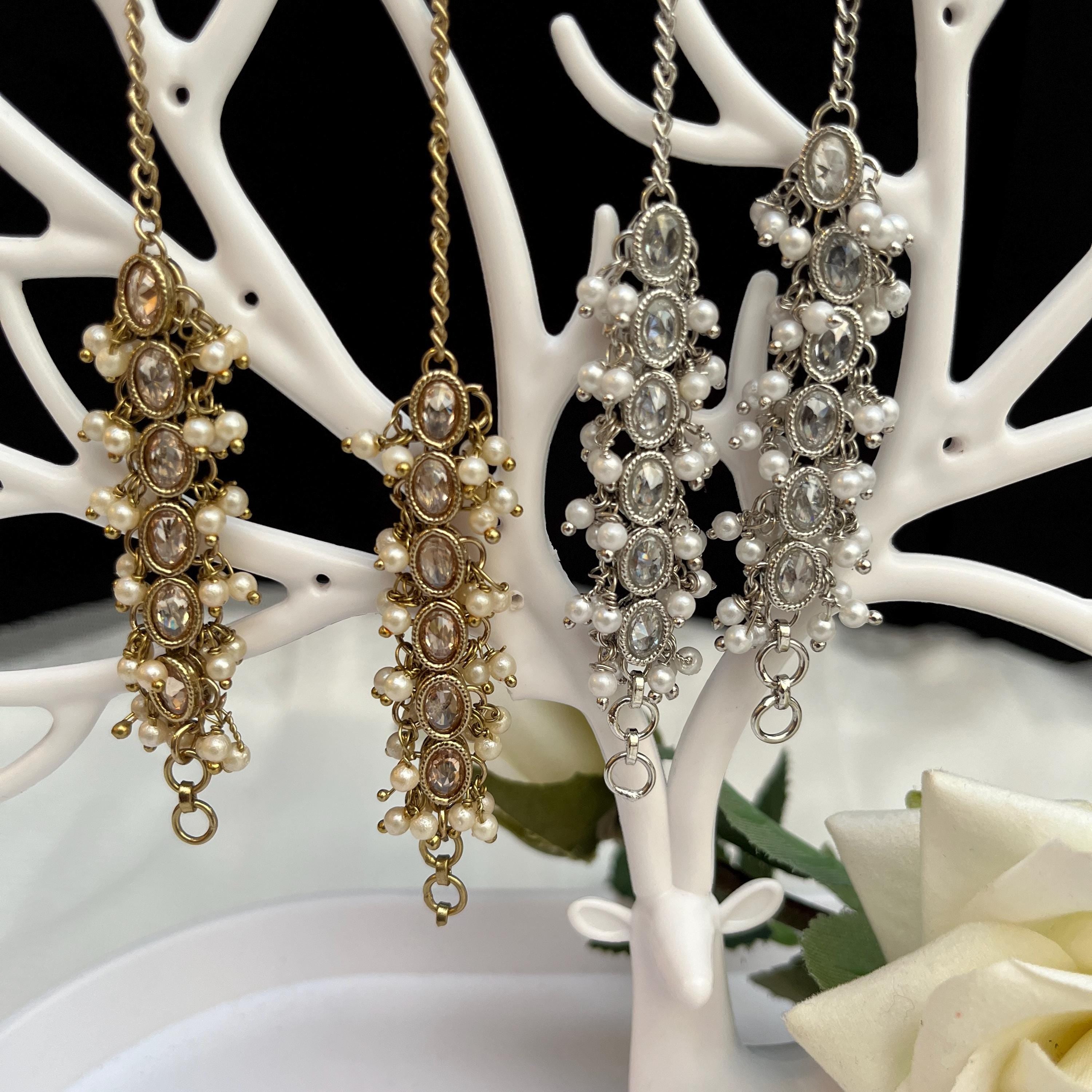 Indian Jewellery Punjabi Bollywood Earring Chain Kundan Sahara