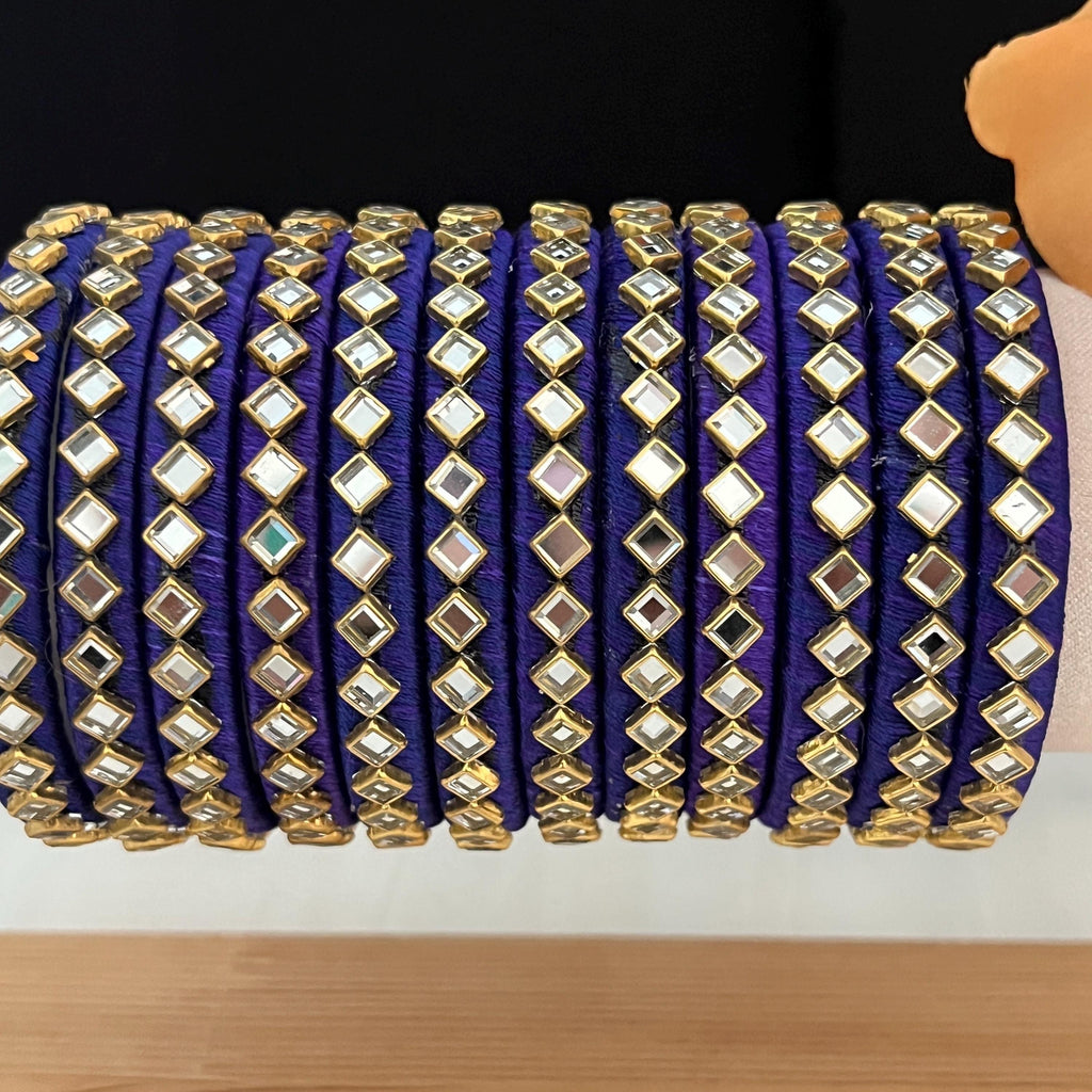 Handmade Pakistani Bangles: Fabric & Mirror Kangan - Size 2.6