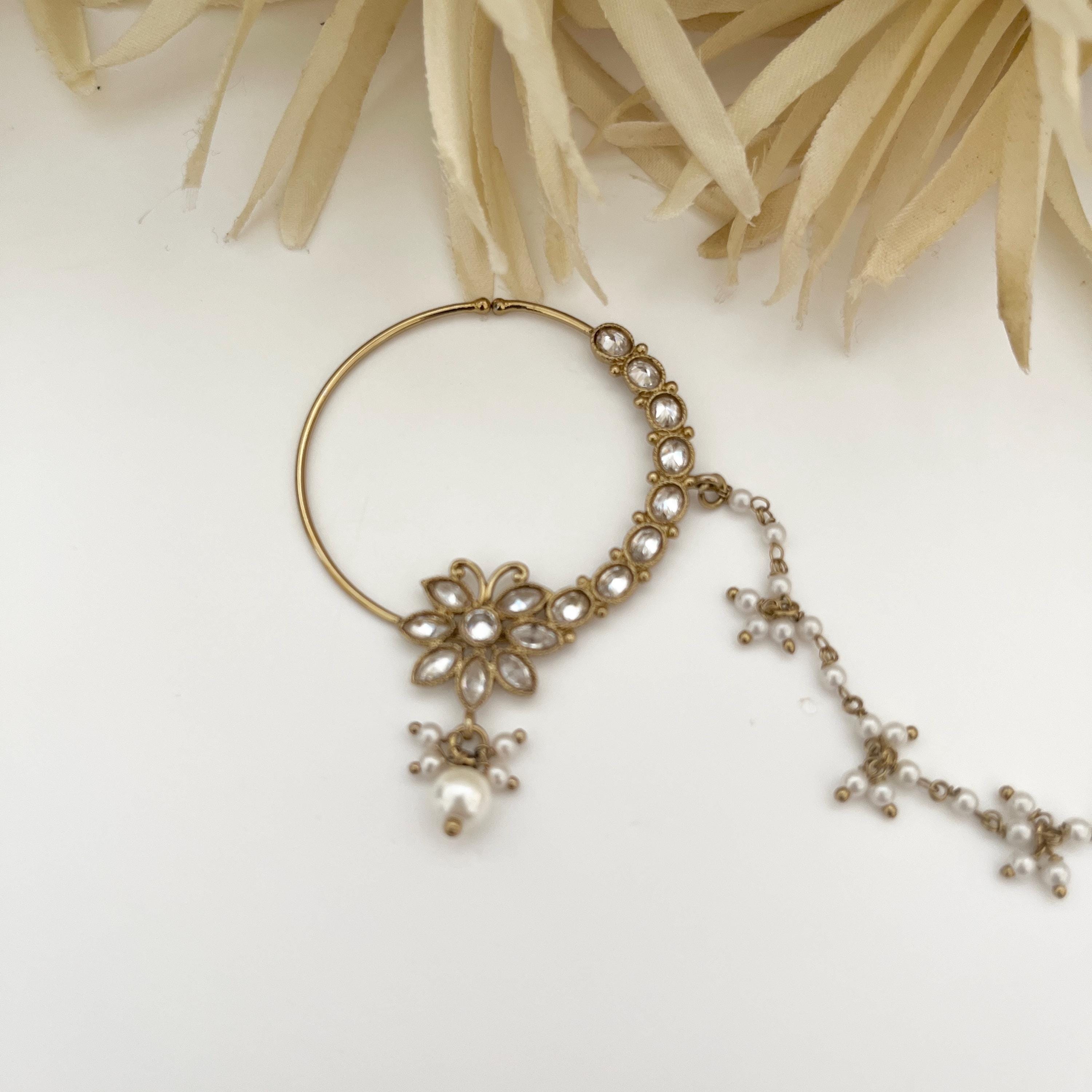 Polki Stone Nath Nose Ring: Indian Bridal Jewelry