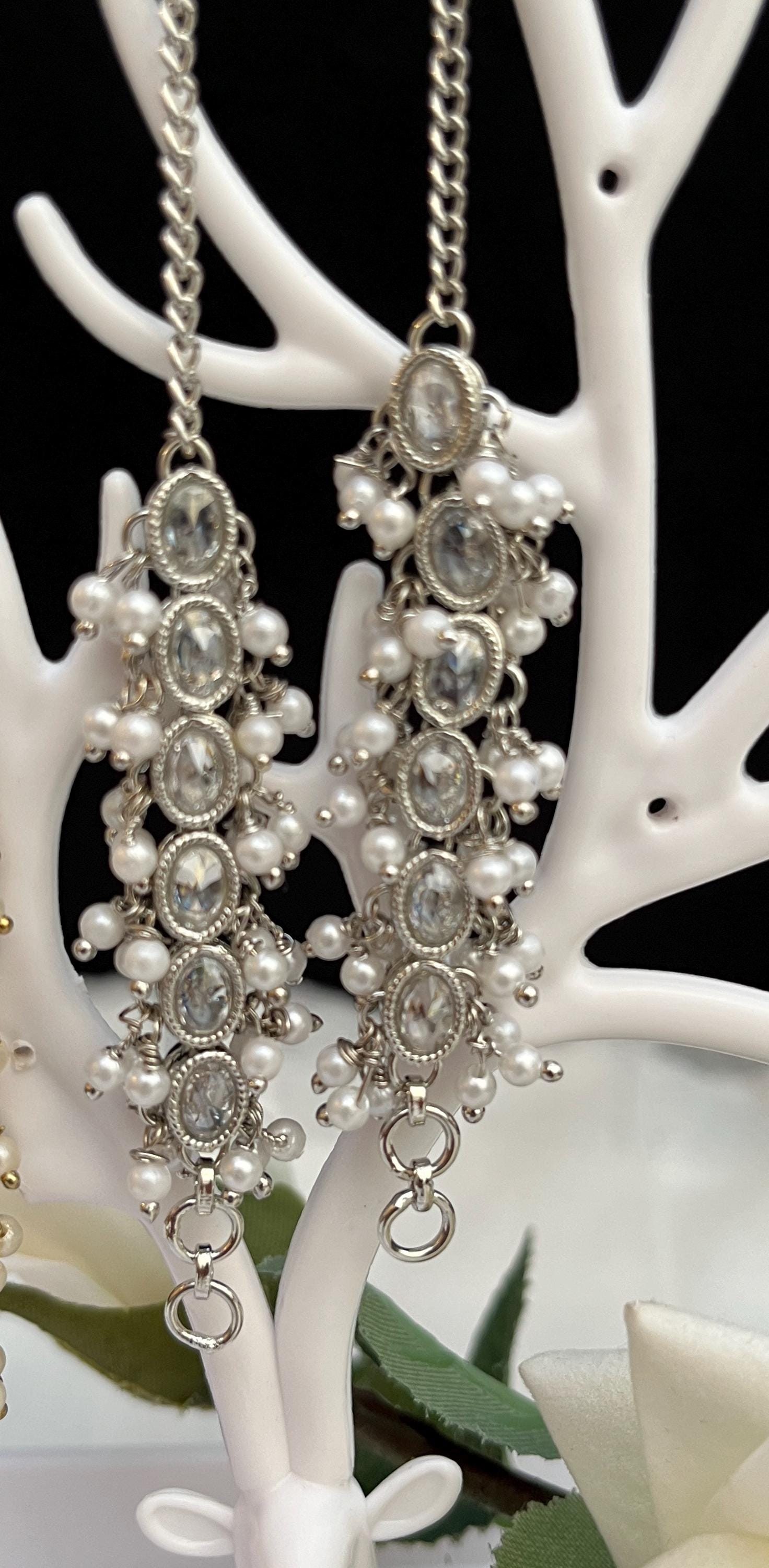 Indian Jewellery Punjabi Bollywood Earring Chain Kundan Sahara