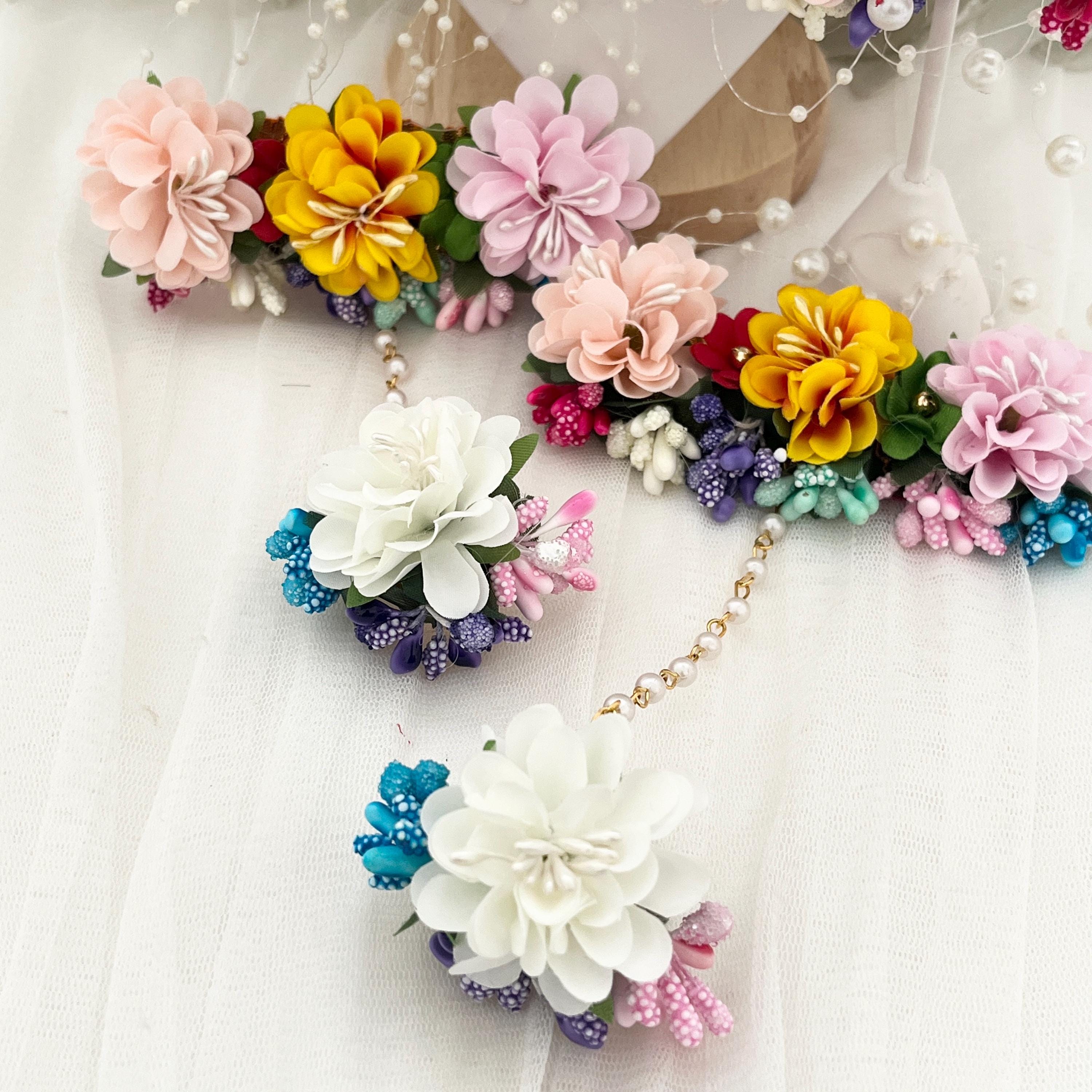 Handcrafted Floral Jewelry Set: Indian Wedding Haldi Mehndi Necklace
