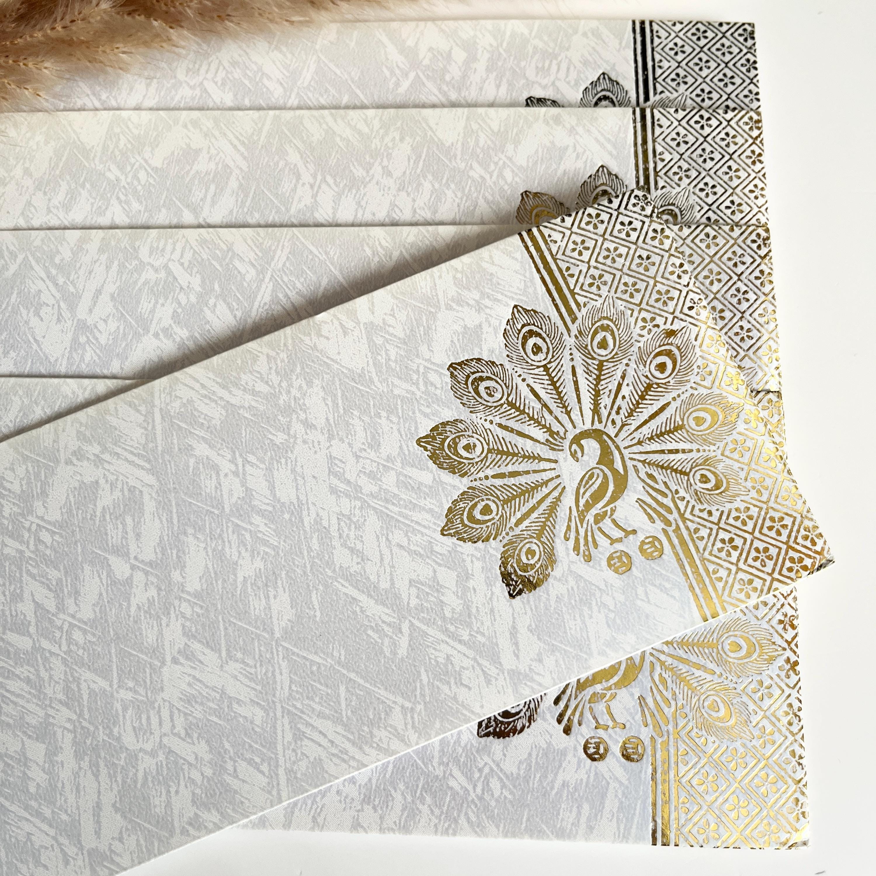 10 Money Envelopes/ Gift Cards/Green Shagun Envelopes/ Money Wallets/ Gold Foil Cards/Wedding Invitations