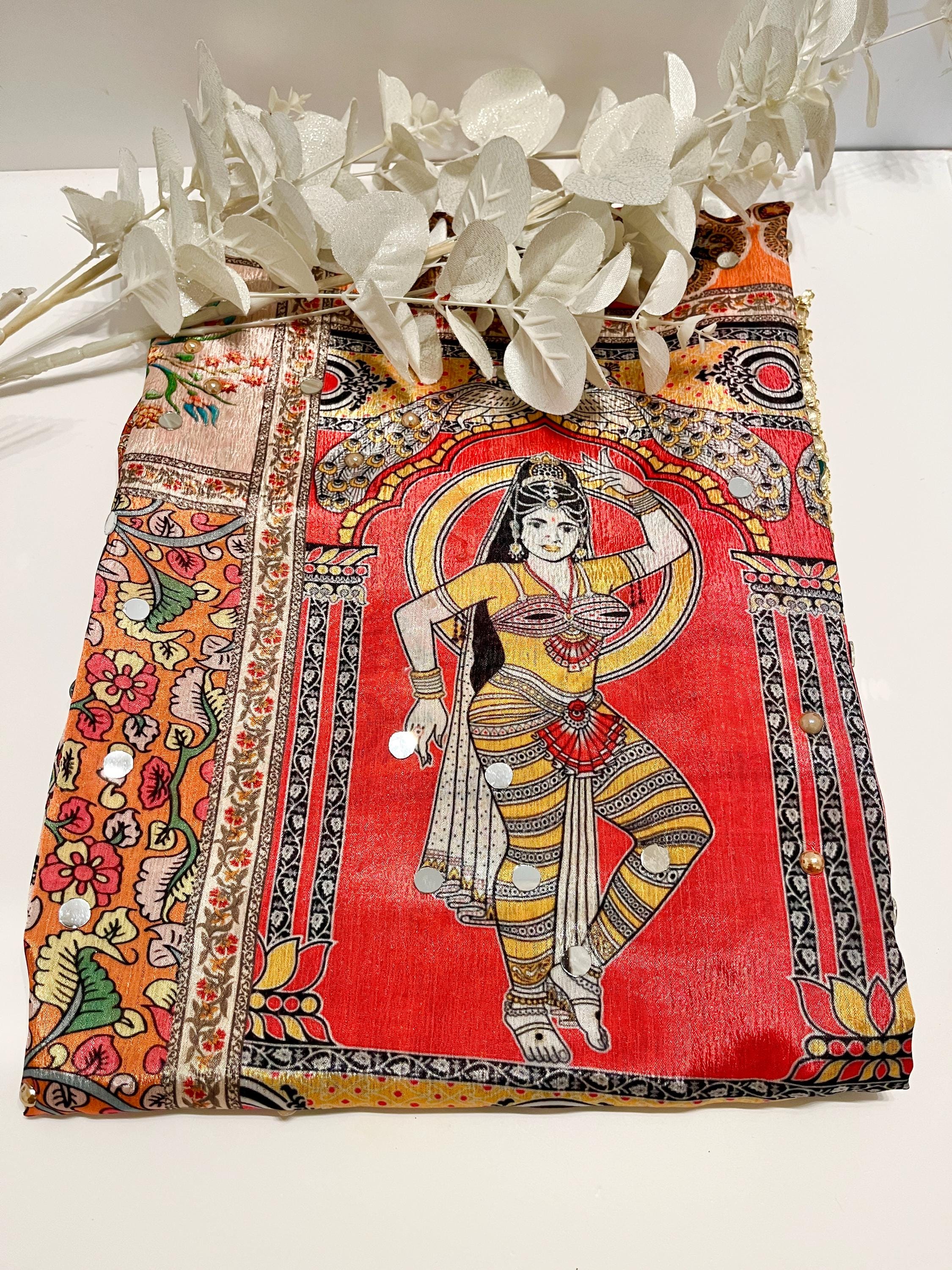 Multicoloured Mirrored and Pearl Printed Pakistani Silk Dupatta, Ladies Scarf, Indian Attire, Punjabi Chunni