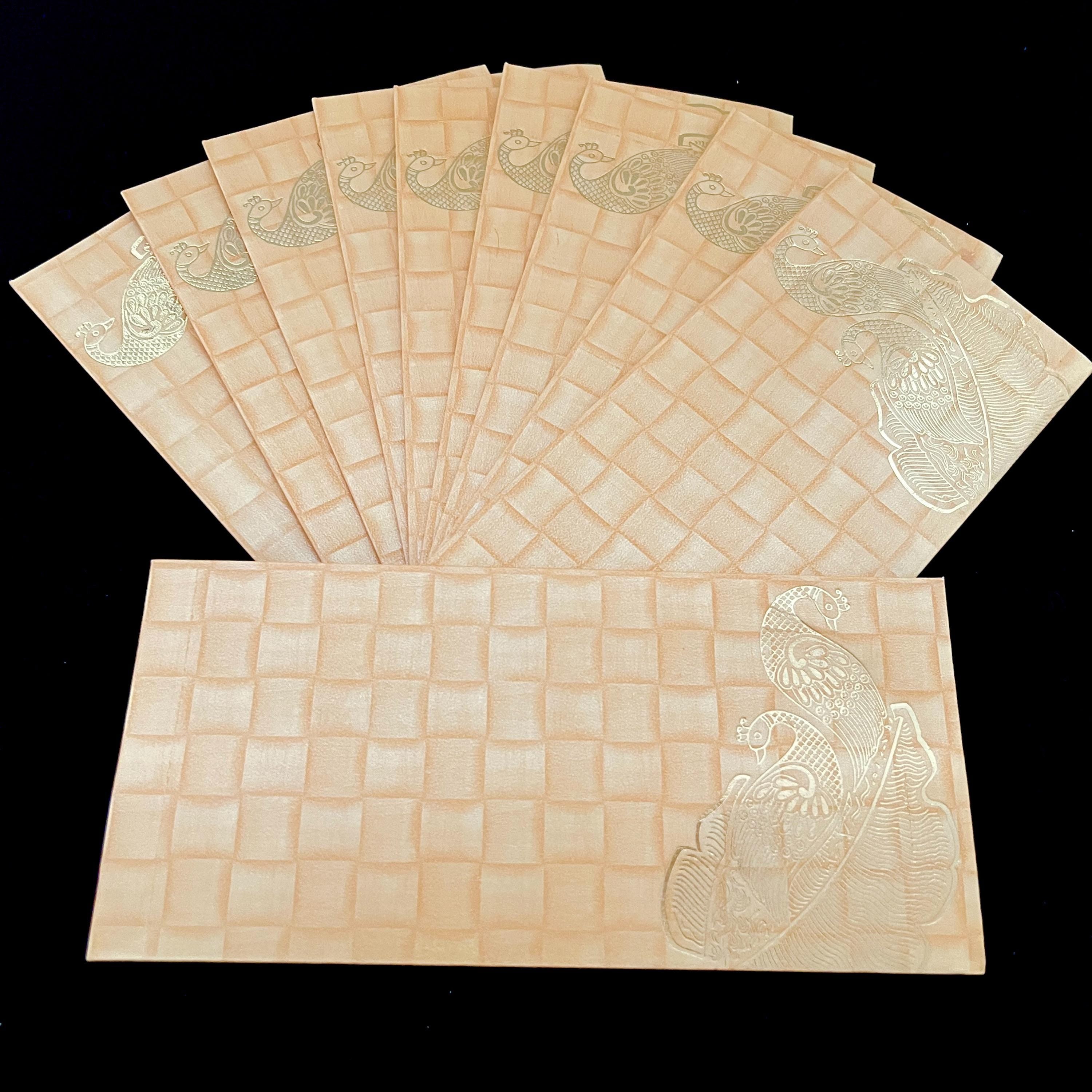 Money Envelopes: Golden Embellished Gift Card Wallets  (Pack of 10) Wedding Cards