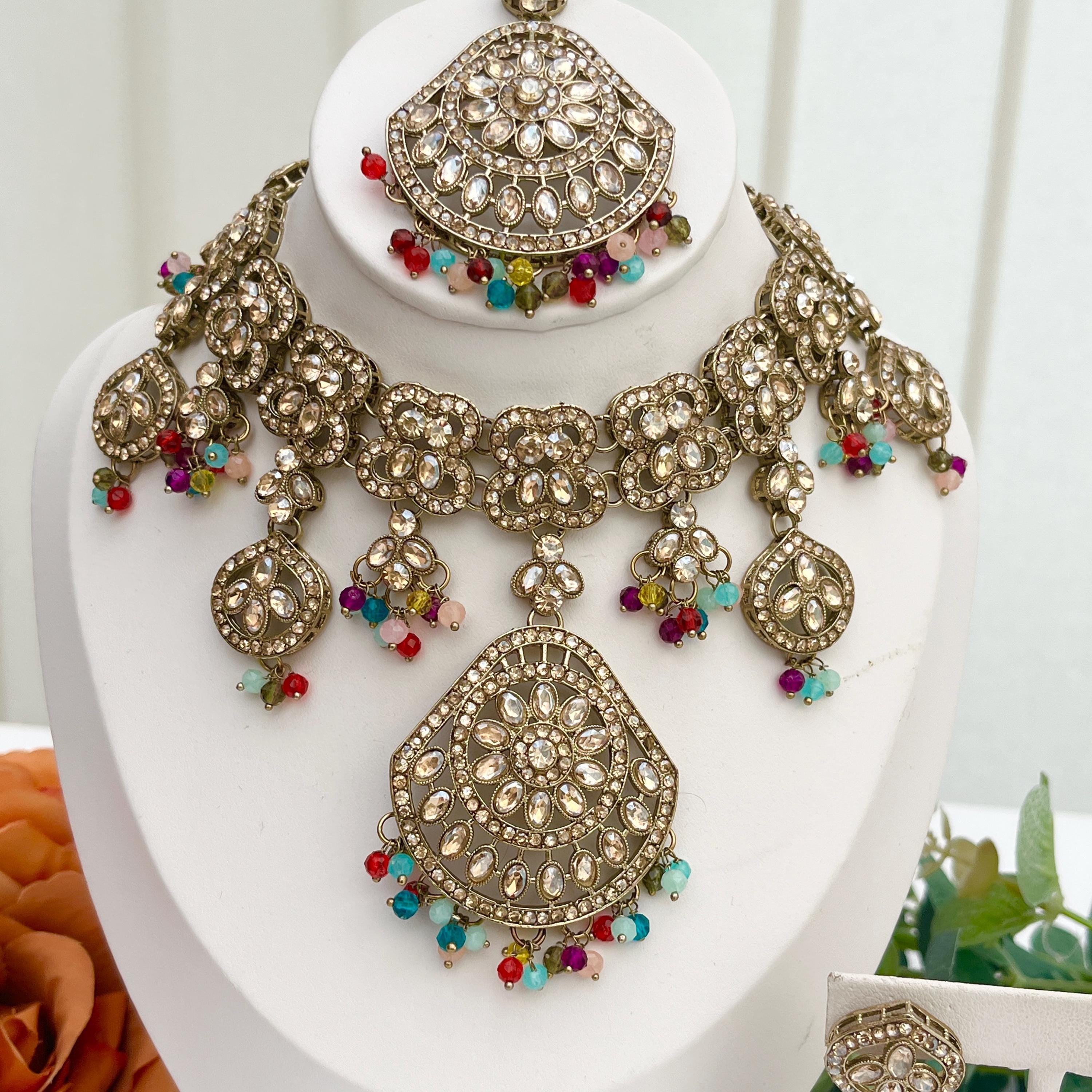 Indian Jewellery, Choker Polki Necklace, Indian Bridal Sets, Pakistani Jewellery, Bollywood Jewellery, Multicoloured Sets