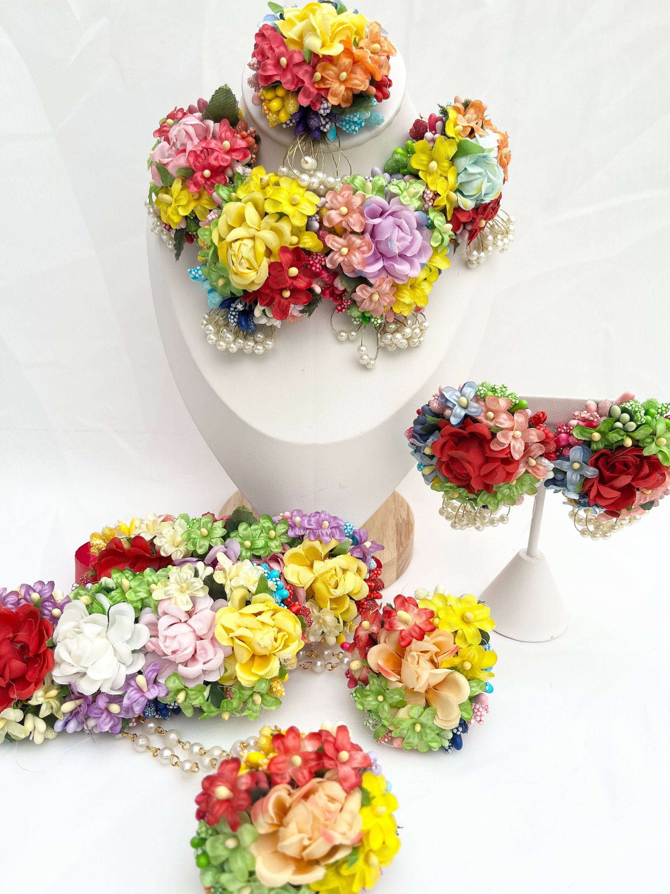 Flower Jewellery/Jewelery for Haldi/Maiyan/Vatna Sangeet Jewellery/ Indian Wedding/Bridal Shower/Floral Jewelry