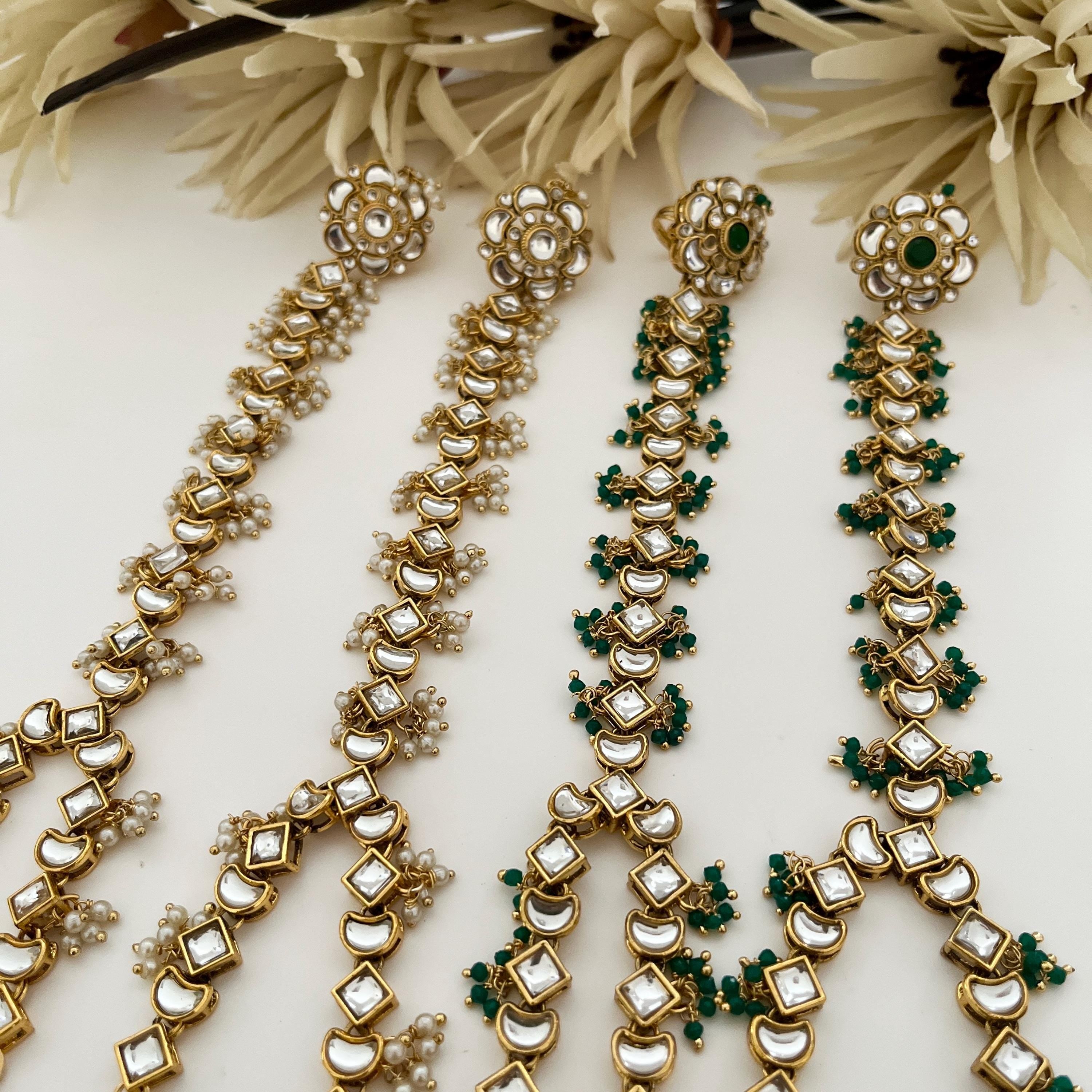 Elegant Kundan hand piece/Hath Panja/Ring attached with bracelet /Indian Jewelry bridal accessories