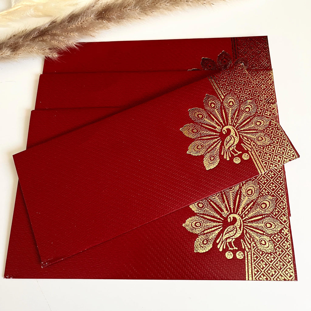 Money Envelopes/ Gift Cards/Burgundy Shagun Envelopes/ Money Wallets/ Gold Foil Cards/Wedding Invitations