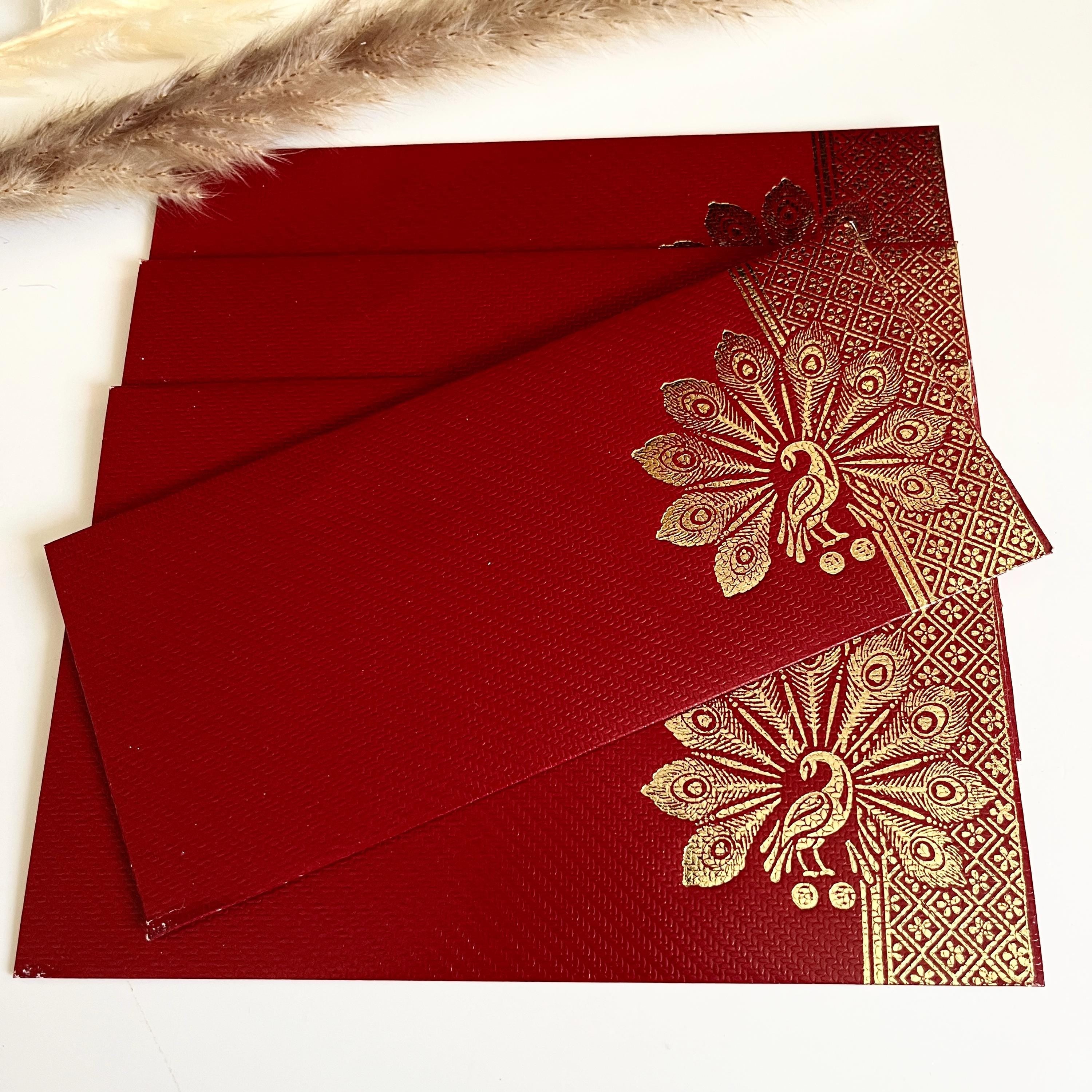 Money Envelopes/ Gift Cards/Burgundy Shagun Envelopes/ Money Wallets/ Gold Foil Cards/Wedding Invitations