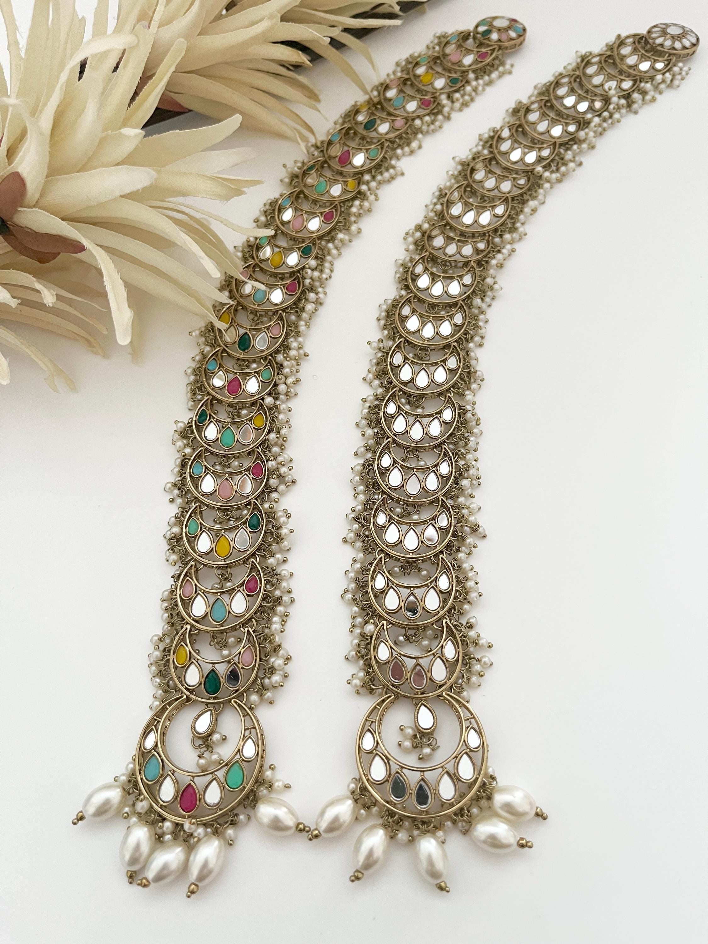 Polki Choti/ Braid Choti / Indian Bridal Choti/ Kundan Hair accessories/ Indian Wedding/ Bridal Polki Hair accessories/ Mirror Paranda