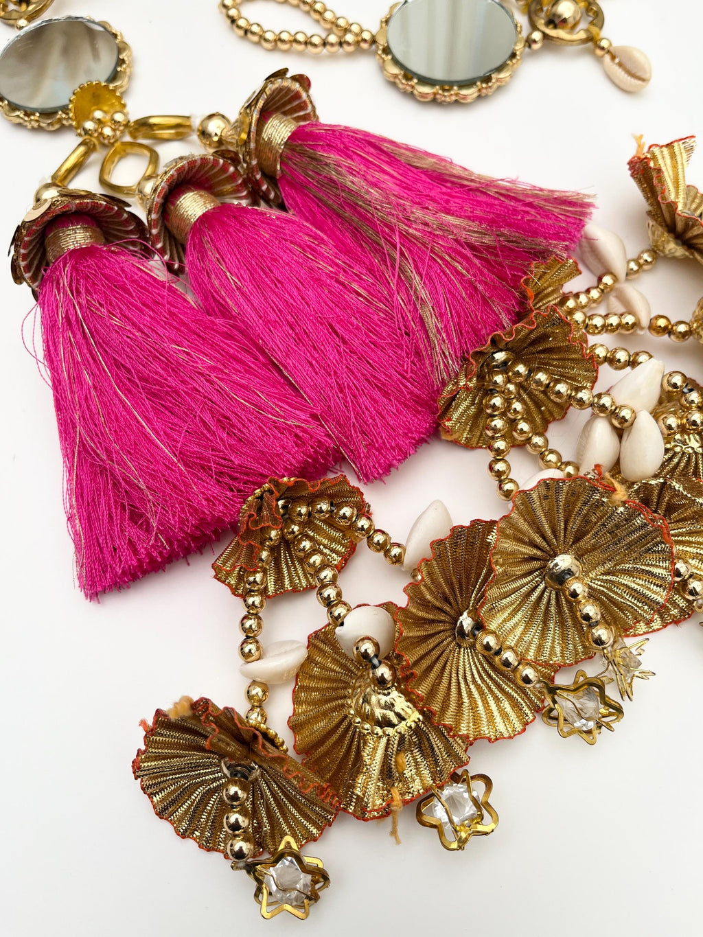 Punjabi Mirror Paranda: Braided Hair Accessory with Pom Poms
