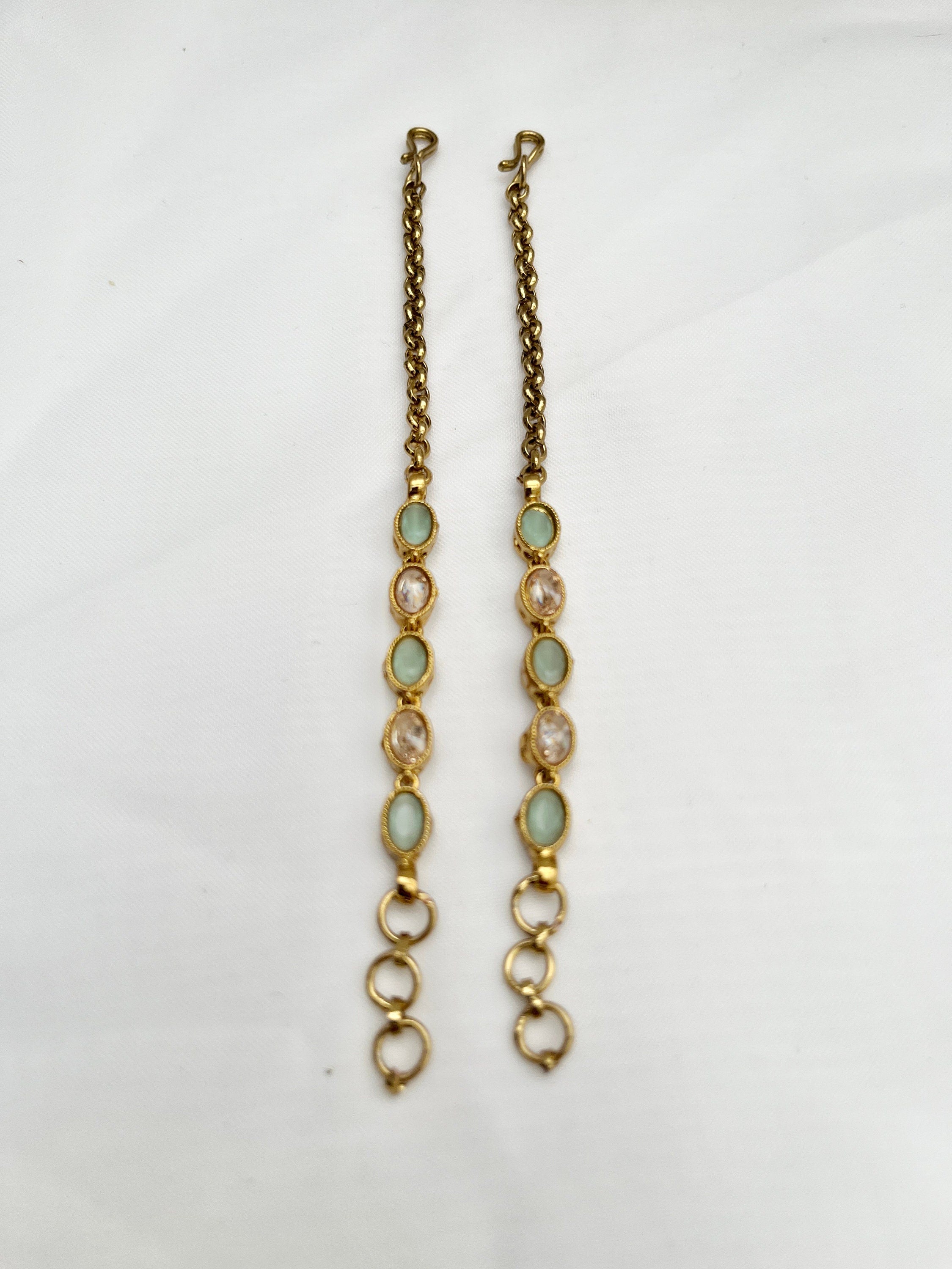Indian Jewellery Punjabi Bollywood Earring Chain Kundan Sahara