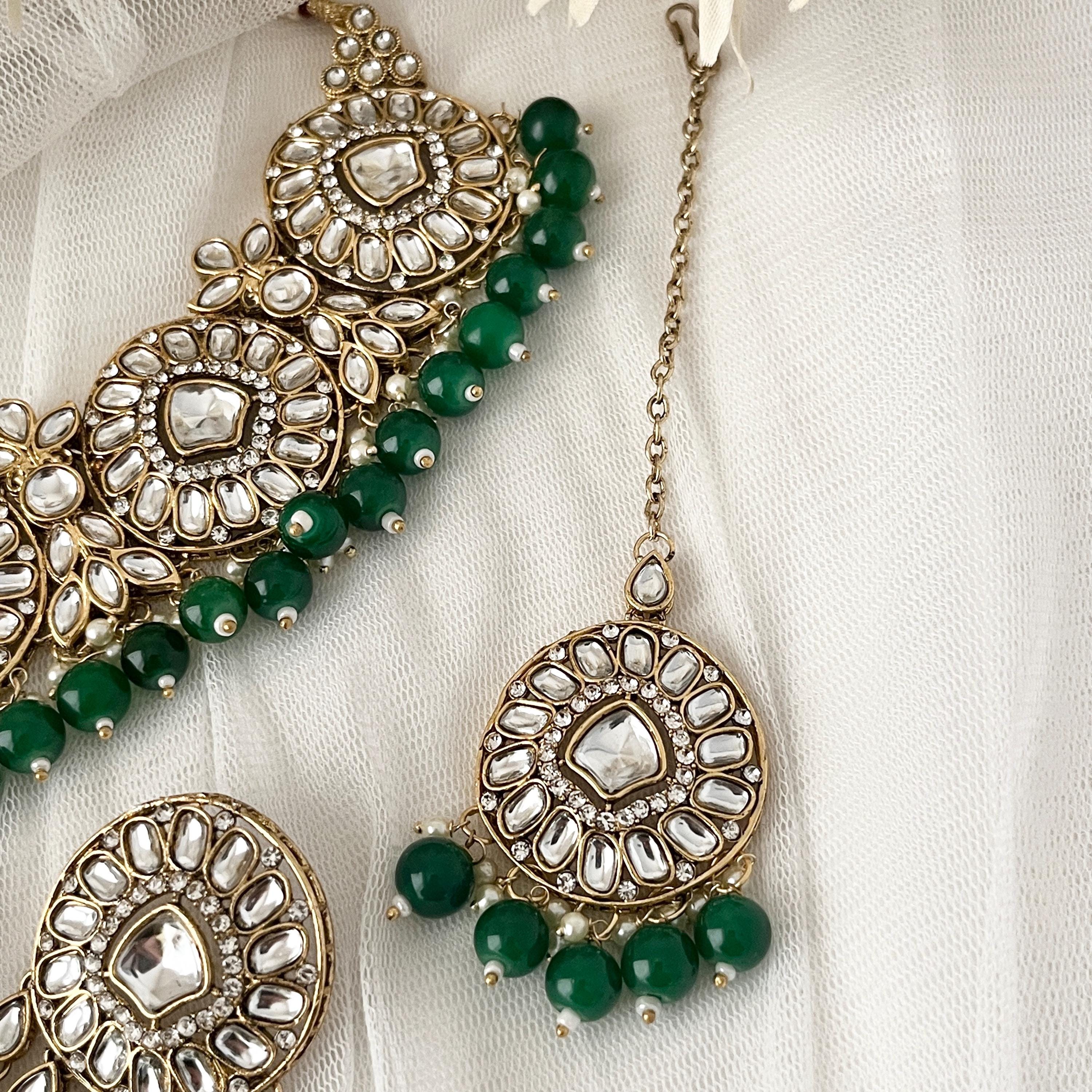 Kundan Necklace Tikka Earrings Wedding Bridal, Indian Jewellery