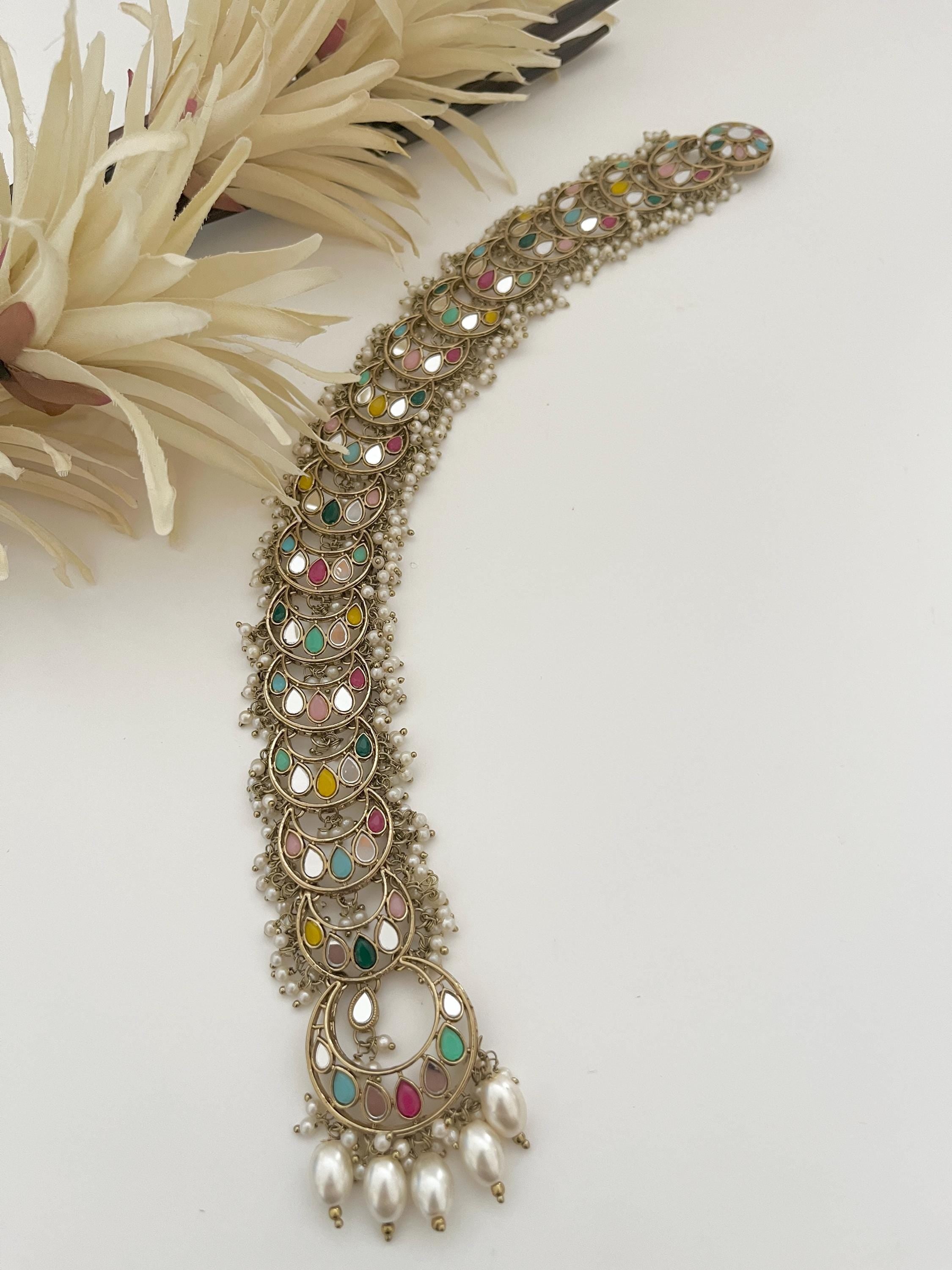 Polki Choti/ Braid Choti / Indian Bridal Choti/ Kundan Hair accessories/ Indian Wedding/ Bridal Polki Hair accessories/ Mirror Paranda