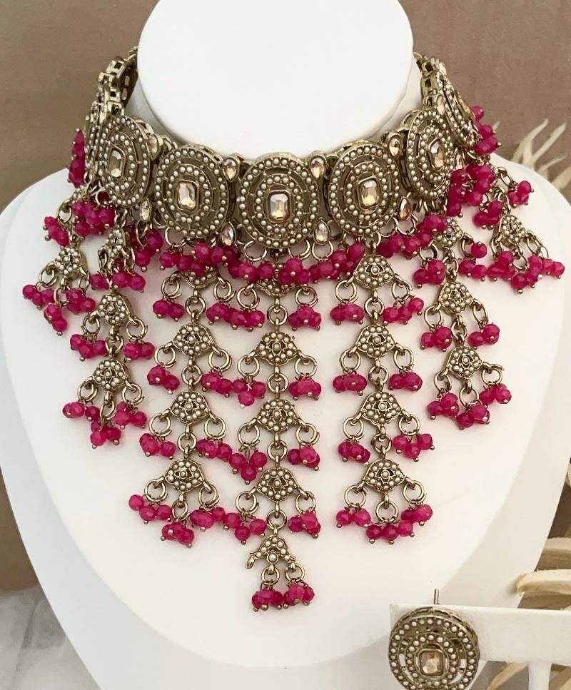 Indian Jewellery, Choker Polki Necklace, Indian Bridal Sets, Pakistani Jewellery, Bollywood, Silver Jewellery