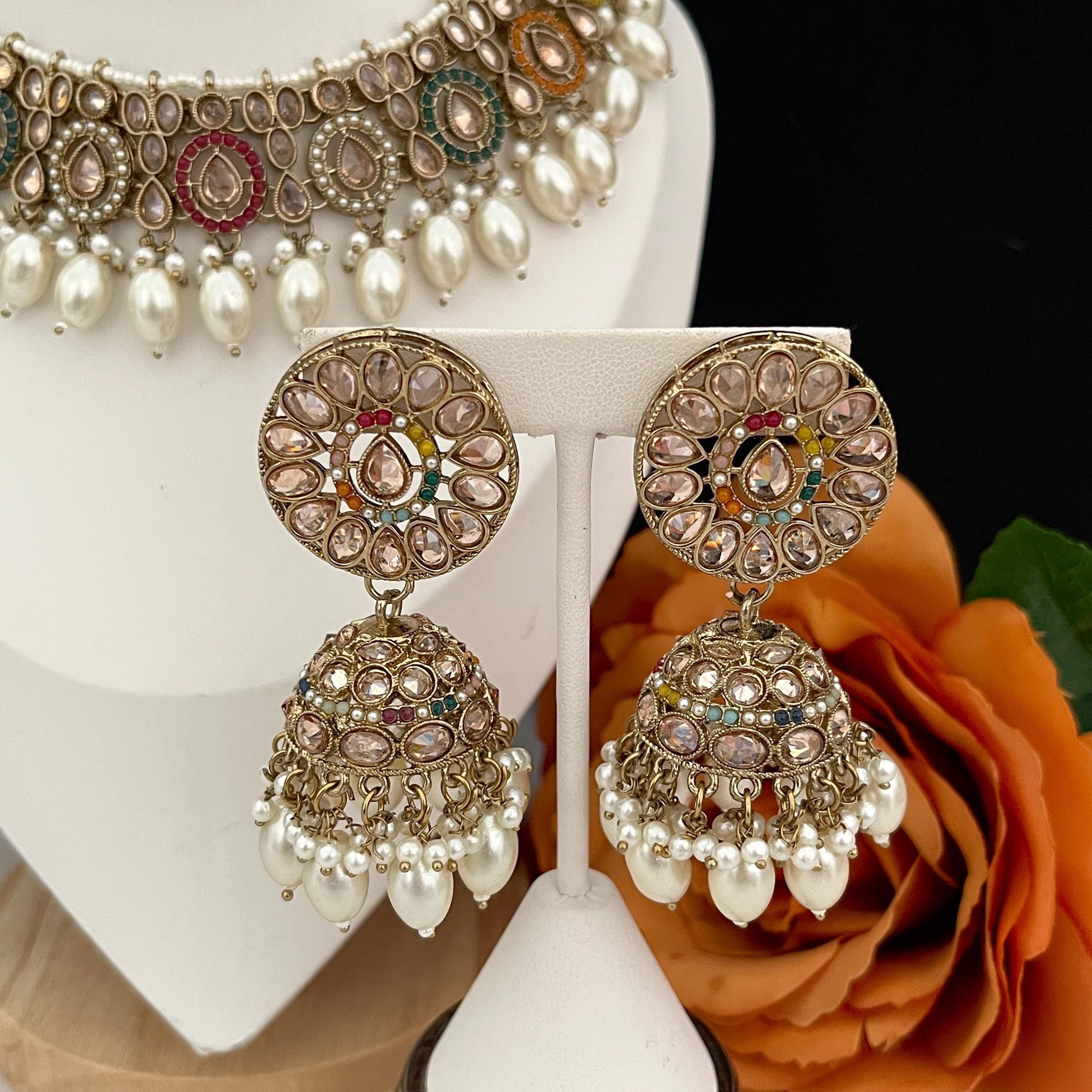 Polki Choker Necklace: Indian Bridal Jewelry Set