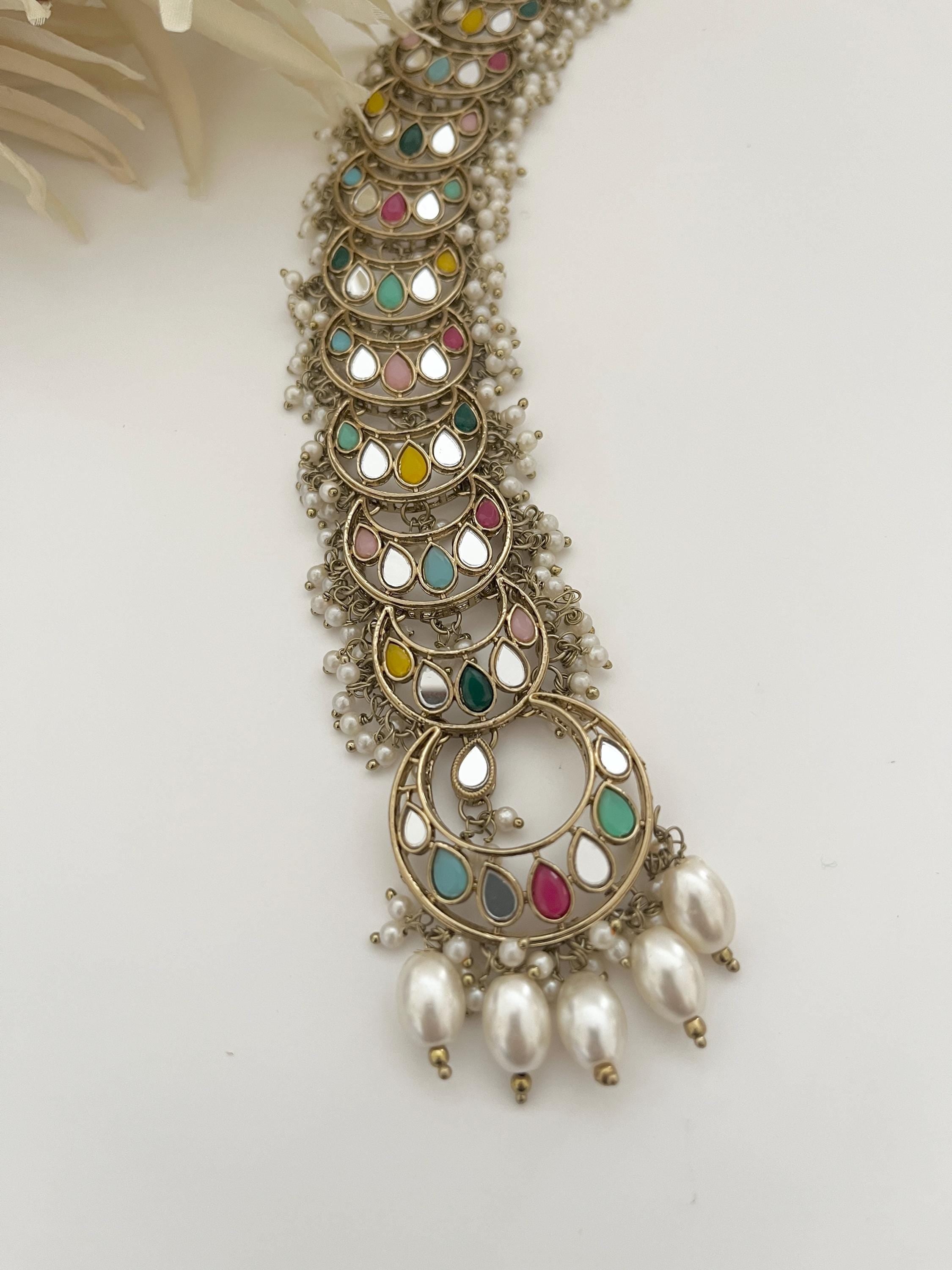 Polki Choti/ Braid Choti / Indian Bridal Choti/ Kundan Hair accessories/ Indian Wedding/ Bridal Polki Hair accessories/ Mirror Paranda