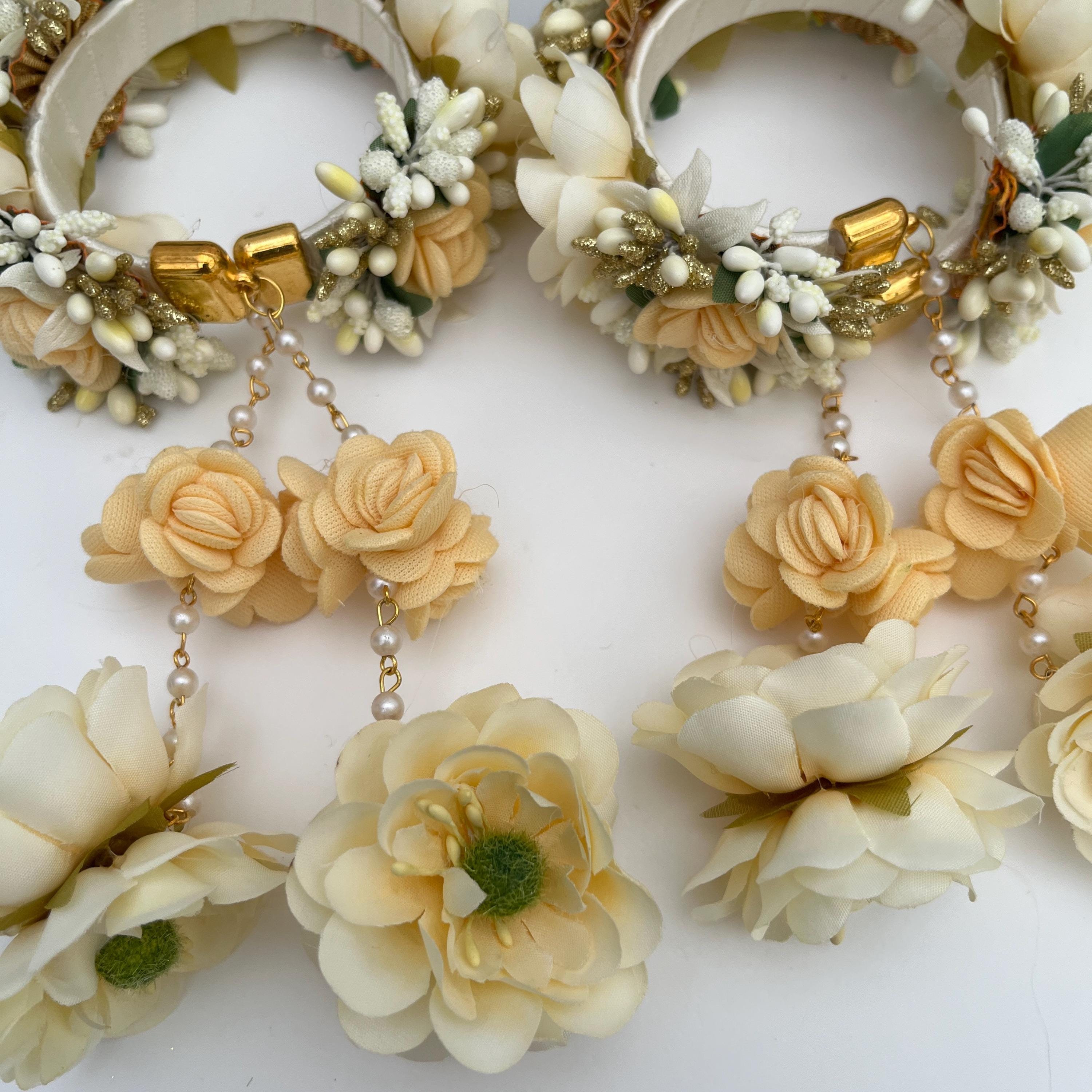 Handcrafted Floral Haldi Mehndi Jewelry Set: Indian Wedding Kaleerey
