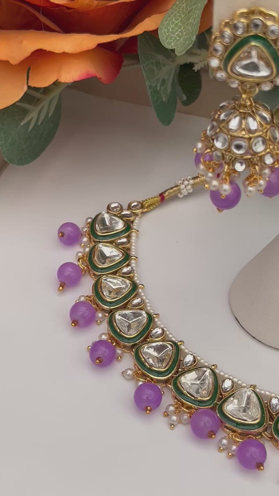 Traditional Jewellery Set, Meenakari and Kundan.