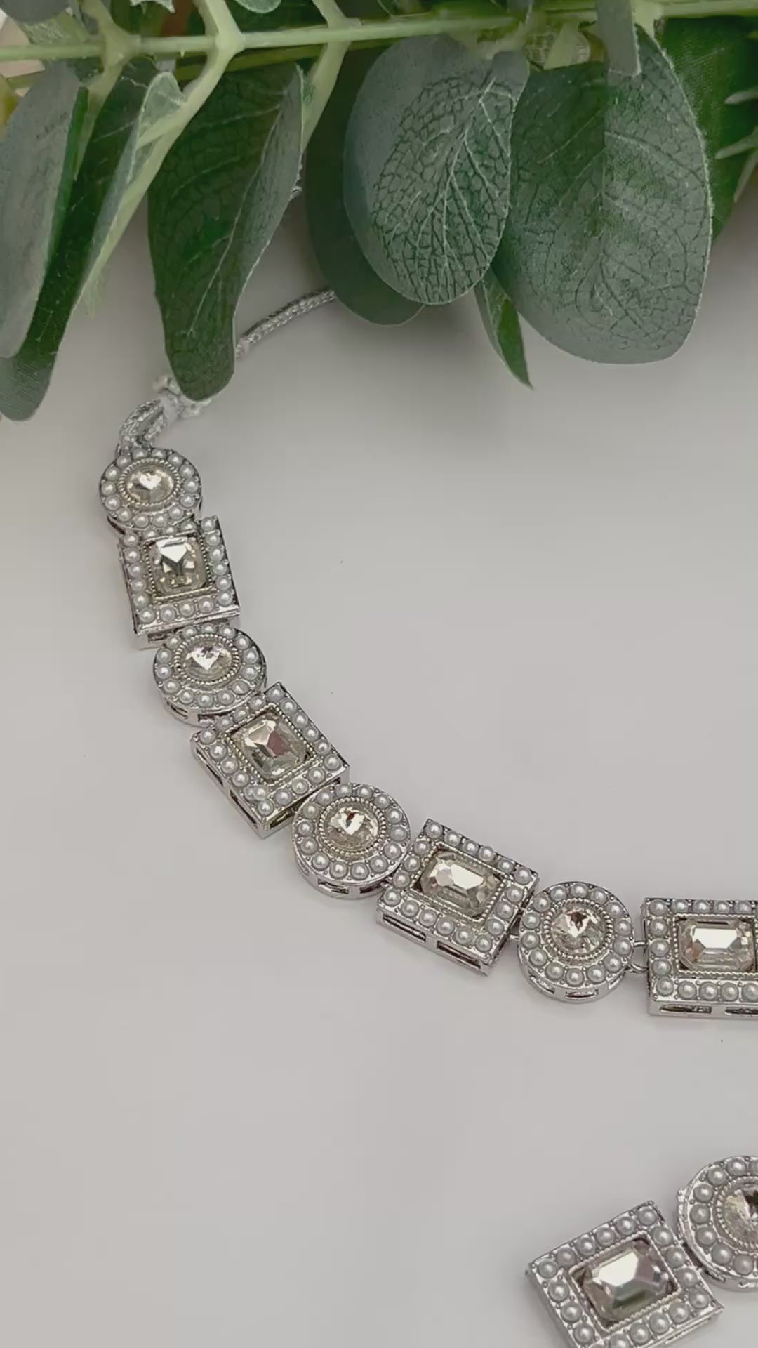 Silver Reverse AD Jewellery Set