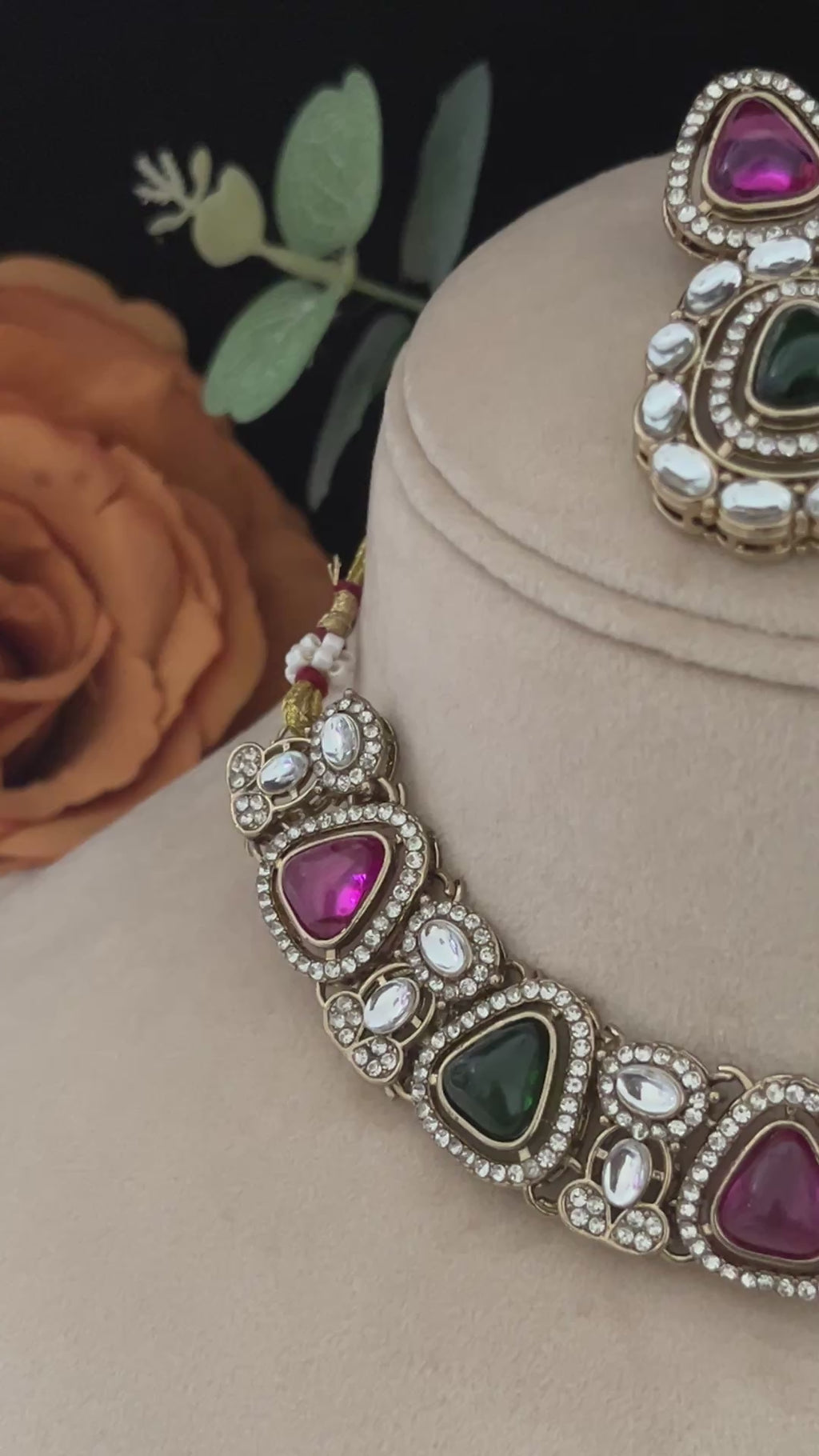 Moissanite Jewellery pink and Green stones